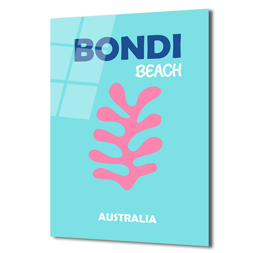 Bondi Beach Mercan Temalı Modern Cam Tablo