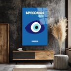Mykonos Muse Nazar Boncuğu Temalı Mavi Cam Tablo