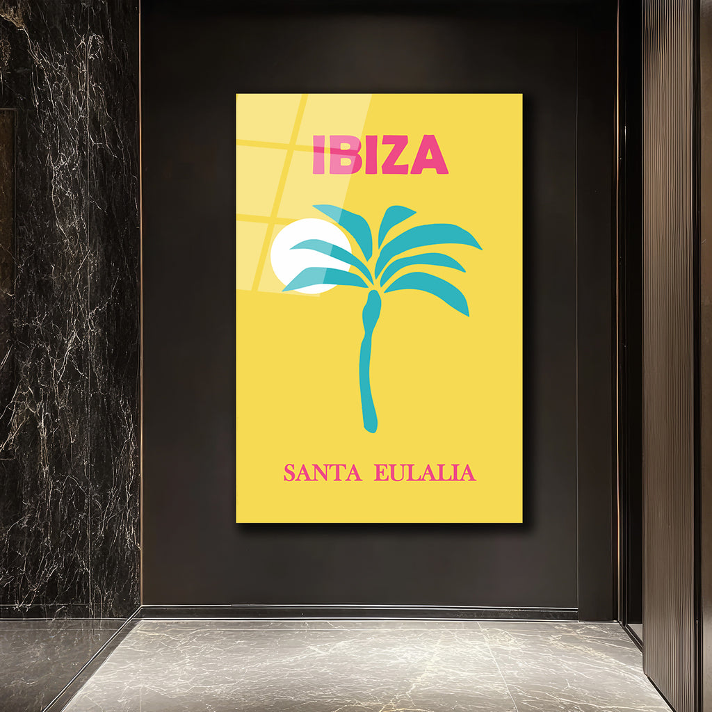 Ibiza Santa Eulalia Tropikal Palmiye Retro Cam Tablo