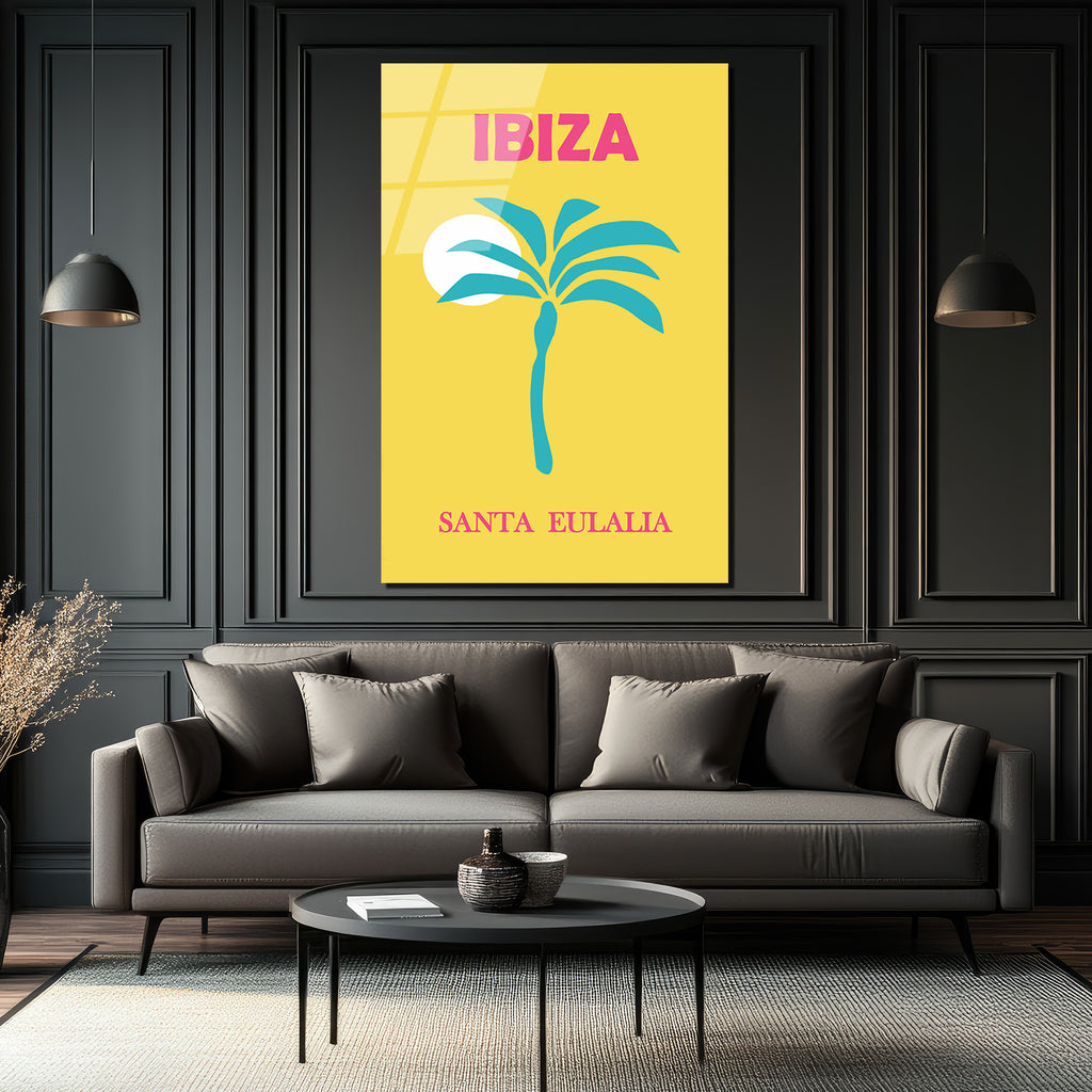 Ibiza Santa Eulalia Tropikal Palmiye Retro Cam Tablo