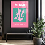 Miami Beach Tropikal Mercan Tasarımı Modern Cam Tablo