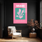 Miami Beach Tropikal Mercan Tasarımı Modern Cam Tablo