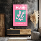 Miami Beach Tropikal Mercan Tasarımı Modern Cam Tablo