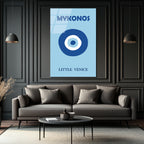 Mykonos Nazar Boncuğu Temalı Modern Cam Tablo