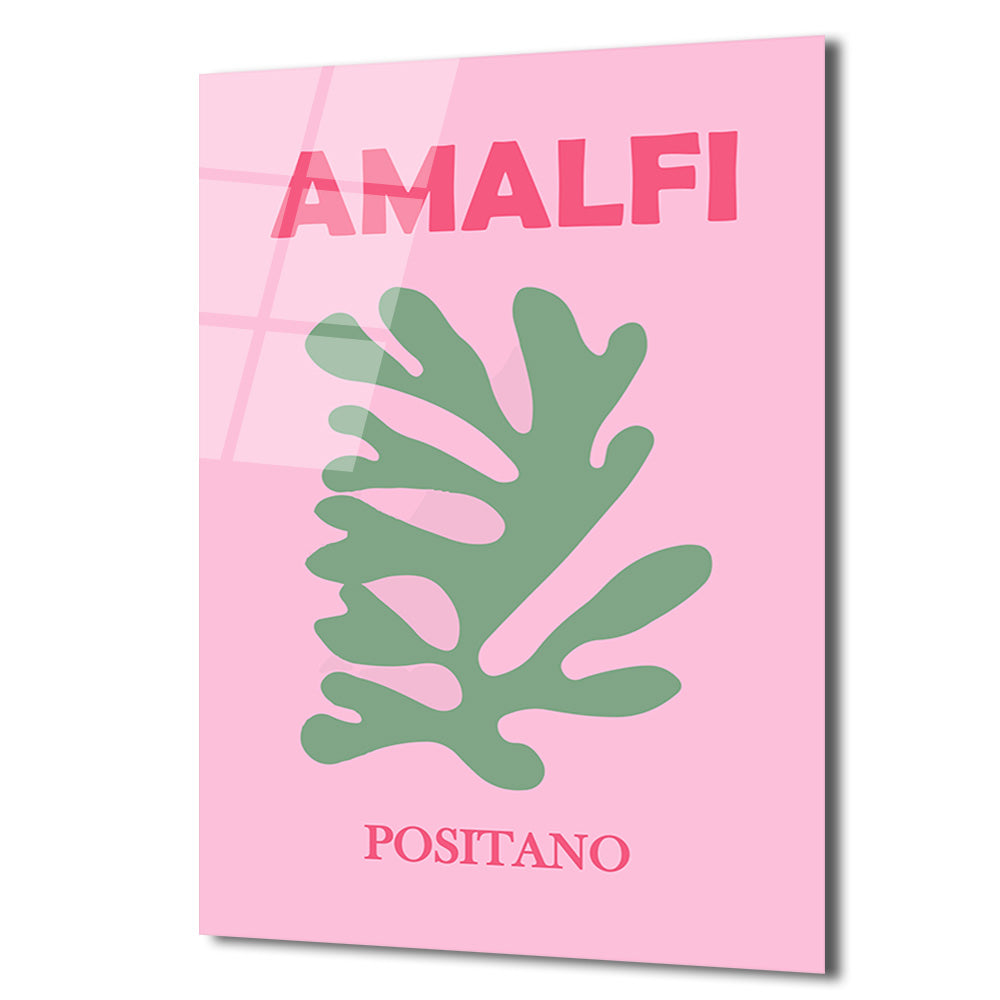 Amalfi Positano Minimalist Cam Tablo - Akdeniz Esintisi