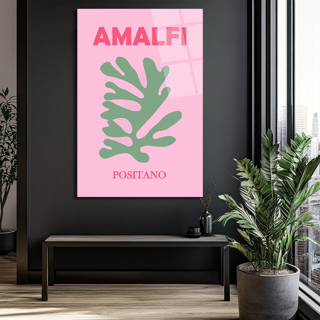 Amalfi Positano Minimalist Cam Tablo - Akdeniz Esintisi