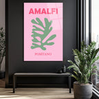 Amalfi Positano Minimalist Cam Tablo - Akdeniz Esintisi