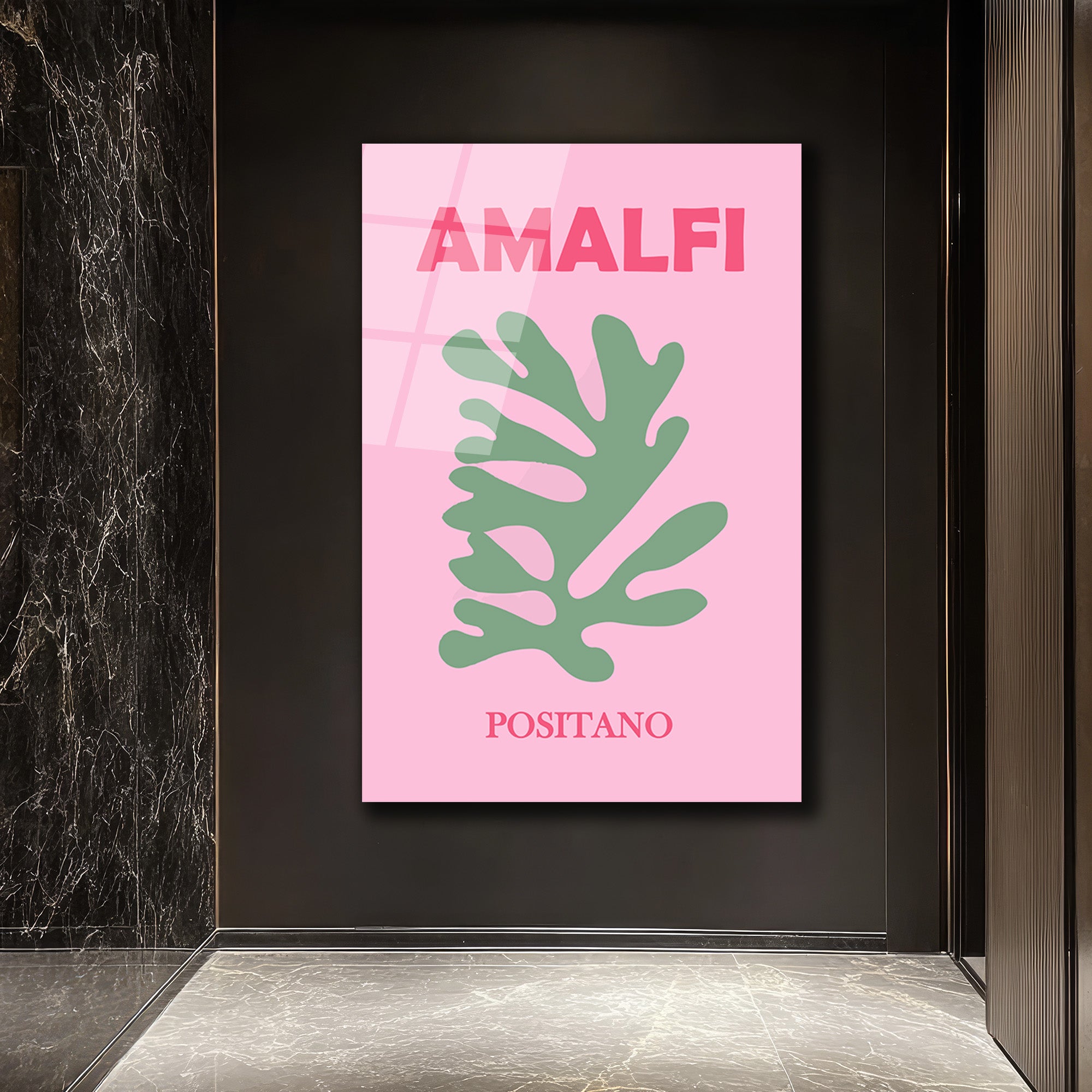 Amalfi Positano Minimalist Cam Tablo - Akdeniz Esintisi