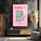 Amalfi Positano Minimalist Cam Tablo - Akdeniz Esintisi