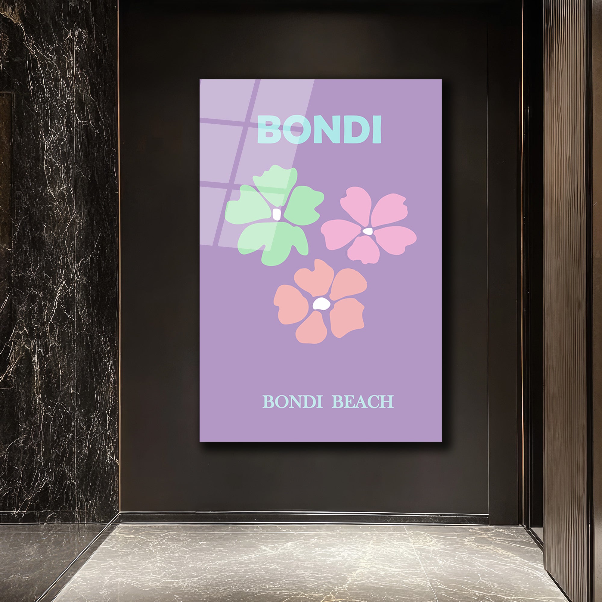 Bondi Beach Yaz Esintisi Minimalist Çiçekli Cam Tablo