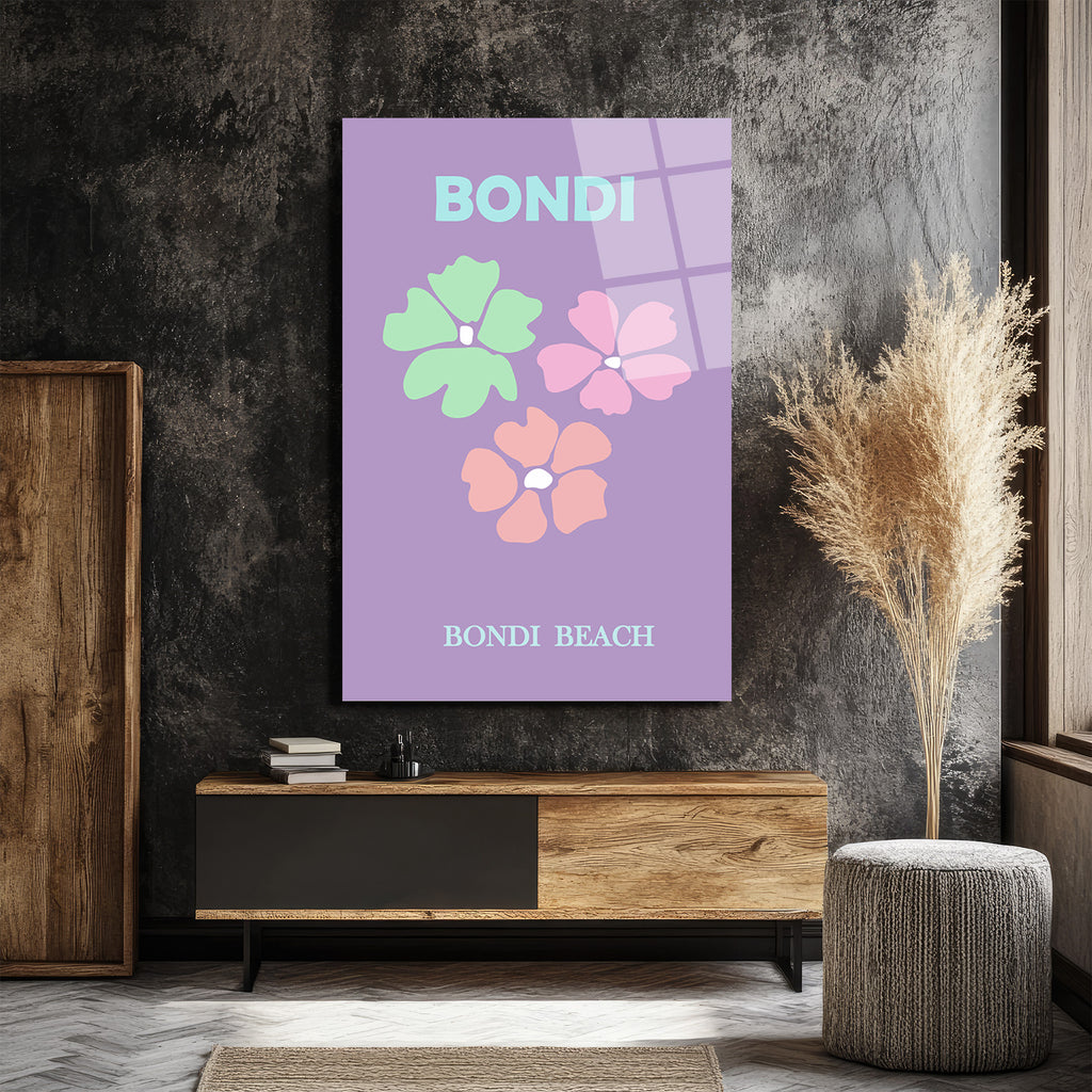 Bondi Beach Yaz Esintisi Minimalist Çiçekli Cam Tablo