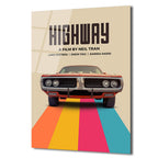HIGHWAY Film Afişi Temalı Klasik Araba Cam Tablo