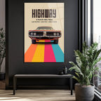 HIGHWAY Film Afişi Temalı Klasik Araba Cam Tablo