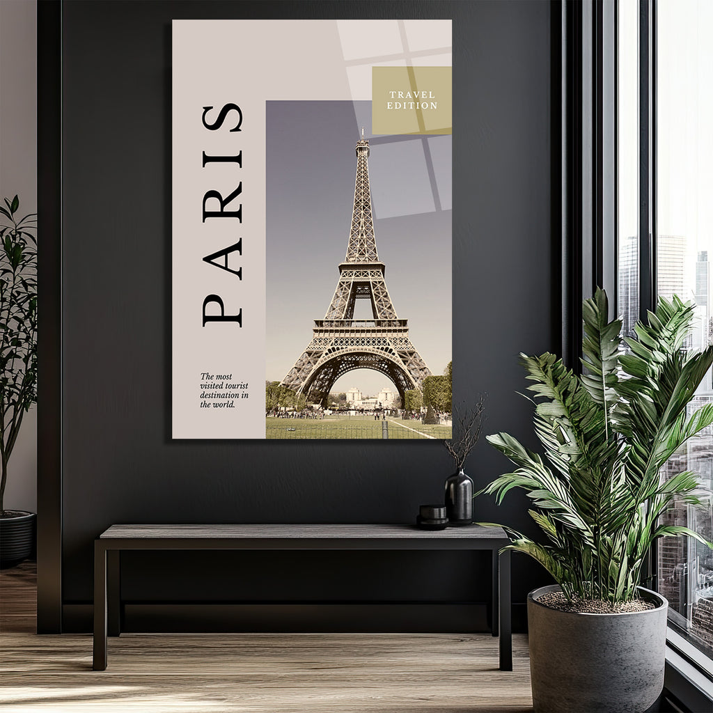 Paris Eyfel Kulesi Seyahat Temalı Modern Cam Tablo
