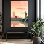 Londra Manzarası Modern Cam Tablo - Big Ben ve Thames Estetiği
