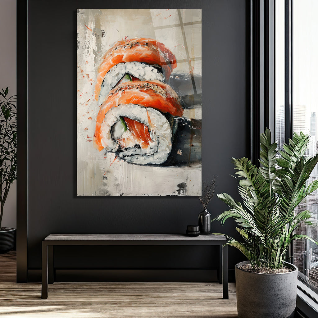 Somon Sushi Modern Sanat Cam Tablo - Japon Lezzeti Duvarınızda