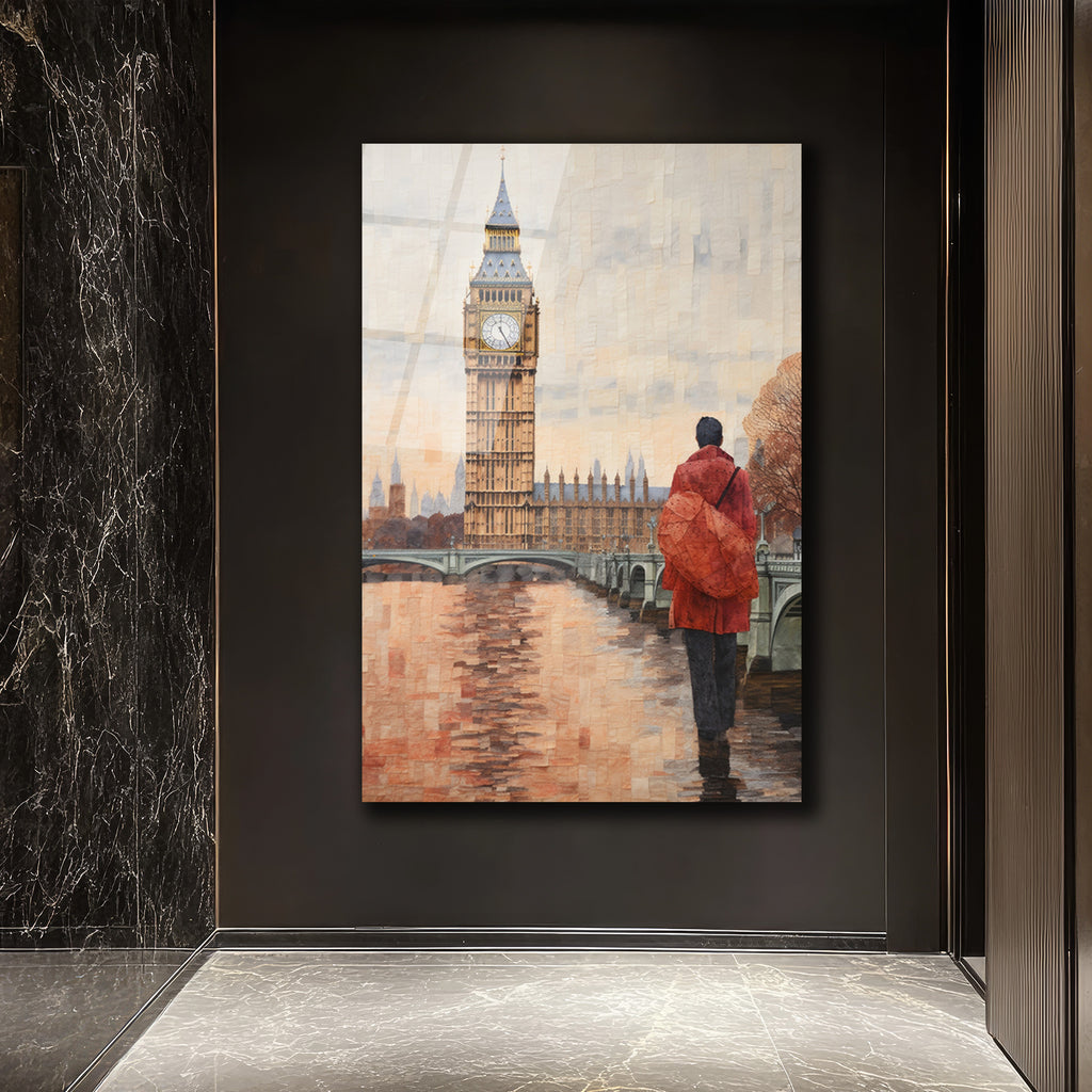 Londra Big Ben Manzarası Cam Tablo - Şehrin Ruhu Evinde