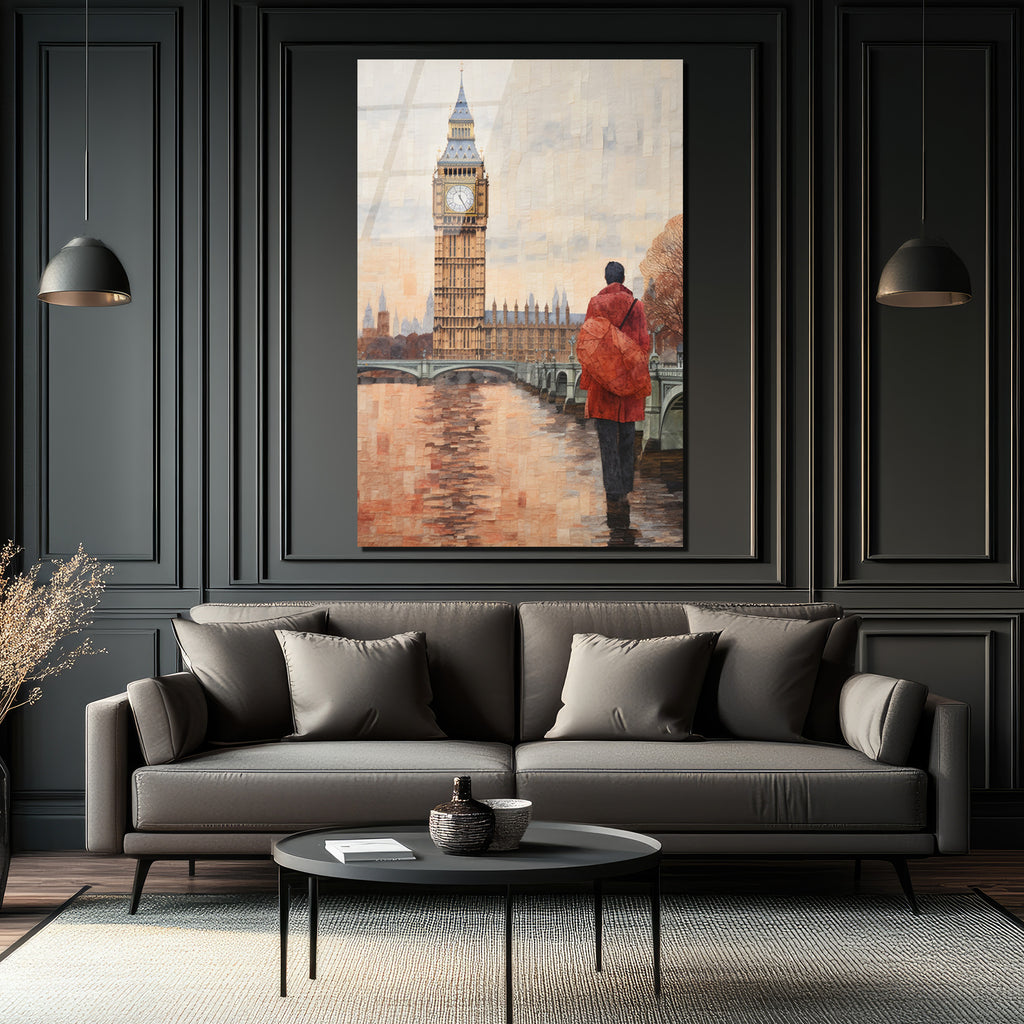 Londra Big Ben Manzarası Cam Tablo - Şehrin Ruhu Evinde