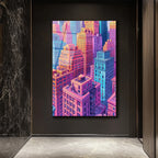 Canlı Şehir Manzarası Pop Art Cam Tablo - Modern Duvar Sanatı