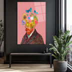 Van Gogh Çiçek Başlı Hayalperest Cam Tablo