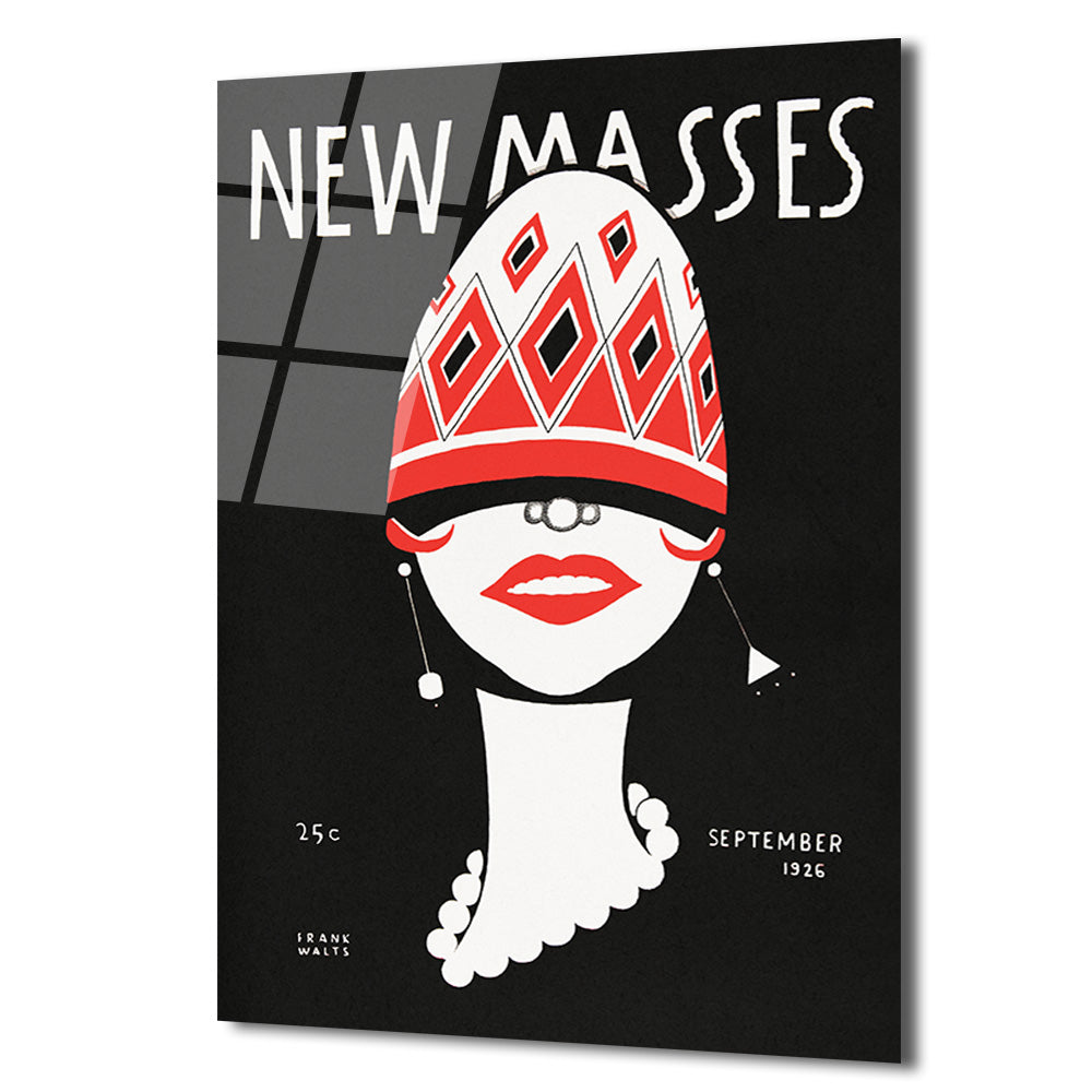 New Masses Vintage Art Deco Kadın Portre Cam Tablo