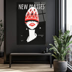 New Masses Vintage Art Deco Kadın Portre Cam Tablo