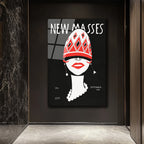 New Masses Vintage Art Deco Kadın Portre Cam Tablo