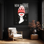 New Masses Vintage Art Deco Kadın Portre Cam Tablo