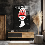 New Masses Vintage Art Deco Kadın Portre Cam Tablo