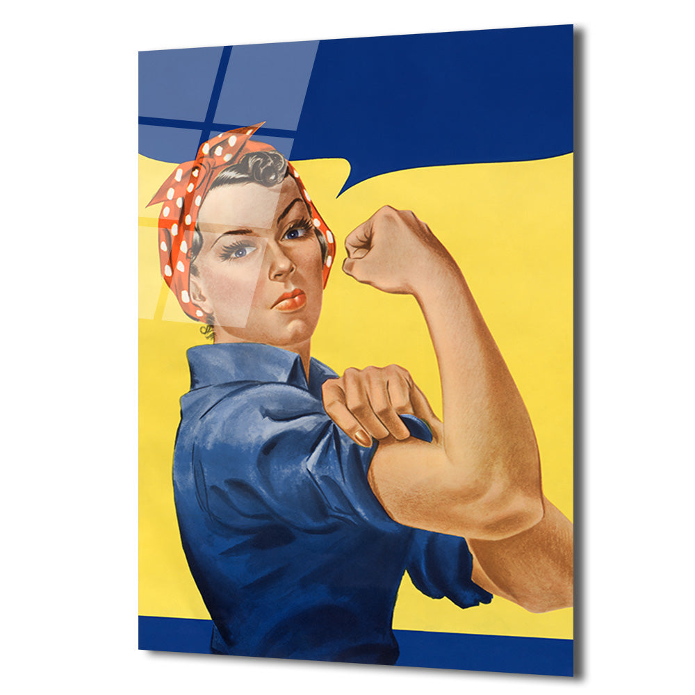We Can Do It! Rosie the Riveter Güç Temalı Cam Tablo