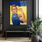 We Can Do It! Rosie the Riveter Güç Temalı Cam Tablo