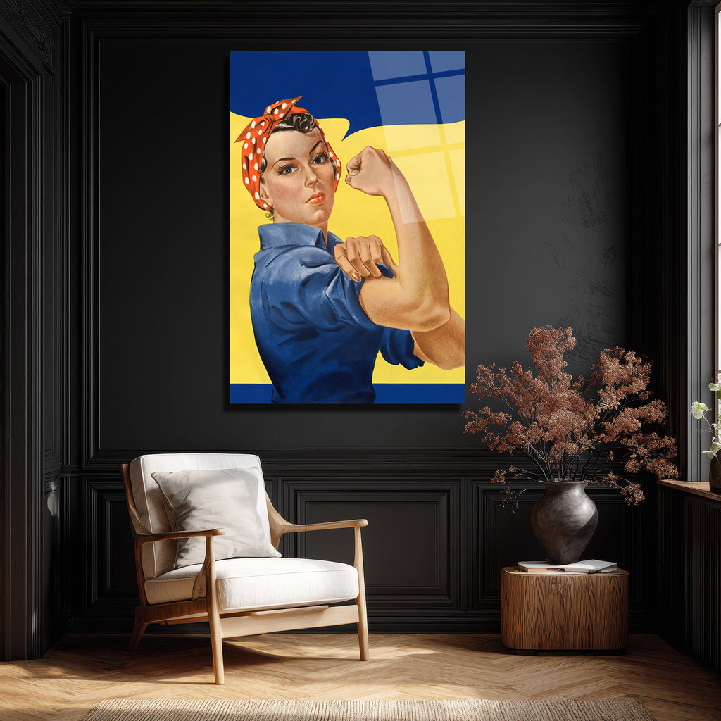We Can Do It! Rosie the Riveter Güç Temalı Cam Tablo
