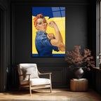 We Can Do It! Rosie the Riveter Güç Temalı Cam Tablo