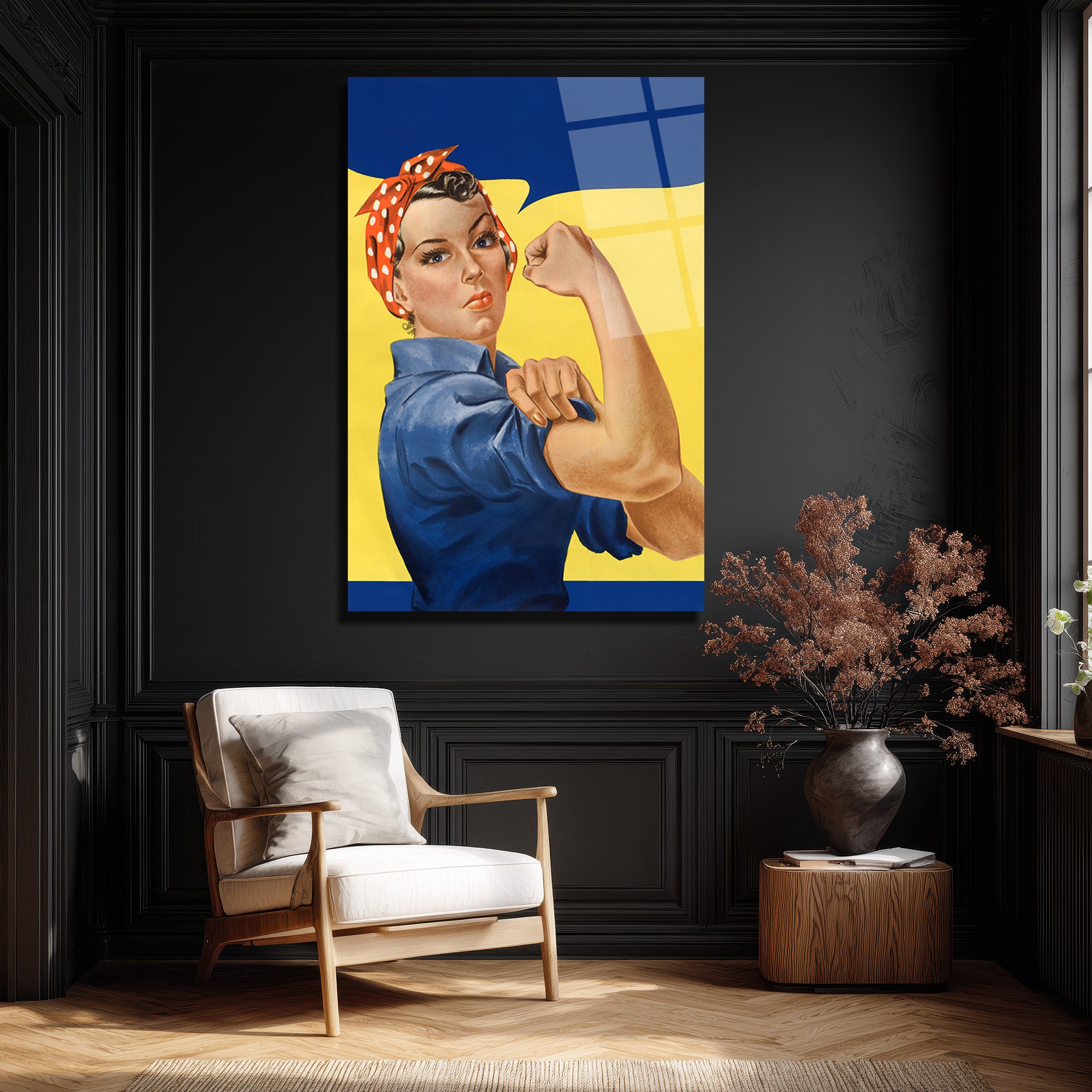 We Can Do It! Rosie the Riveter Güç Temalı Cam Tablo