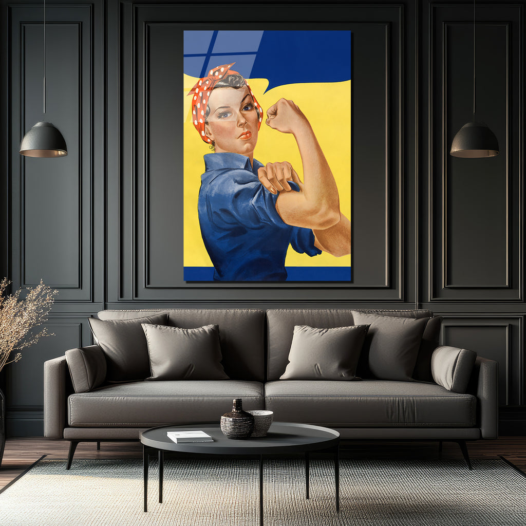 We Can Do It! Rosie the Riveter Güç Temalı Cam Tablo