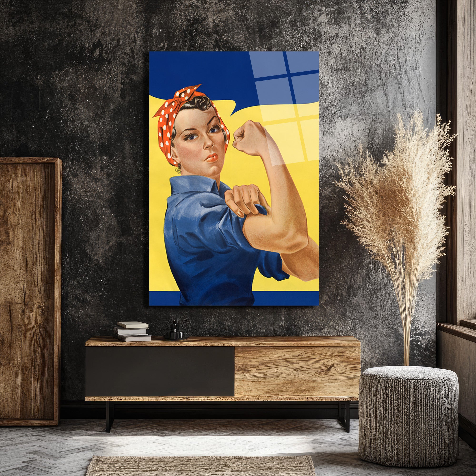 We Can Do It! Rosie the Riveter Güç Temalı Cam Tablo