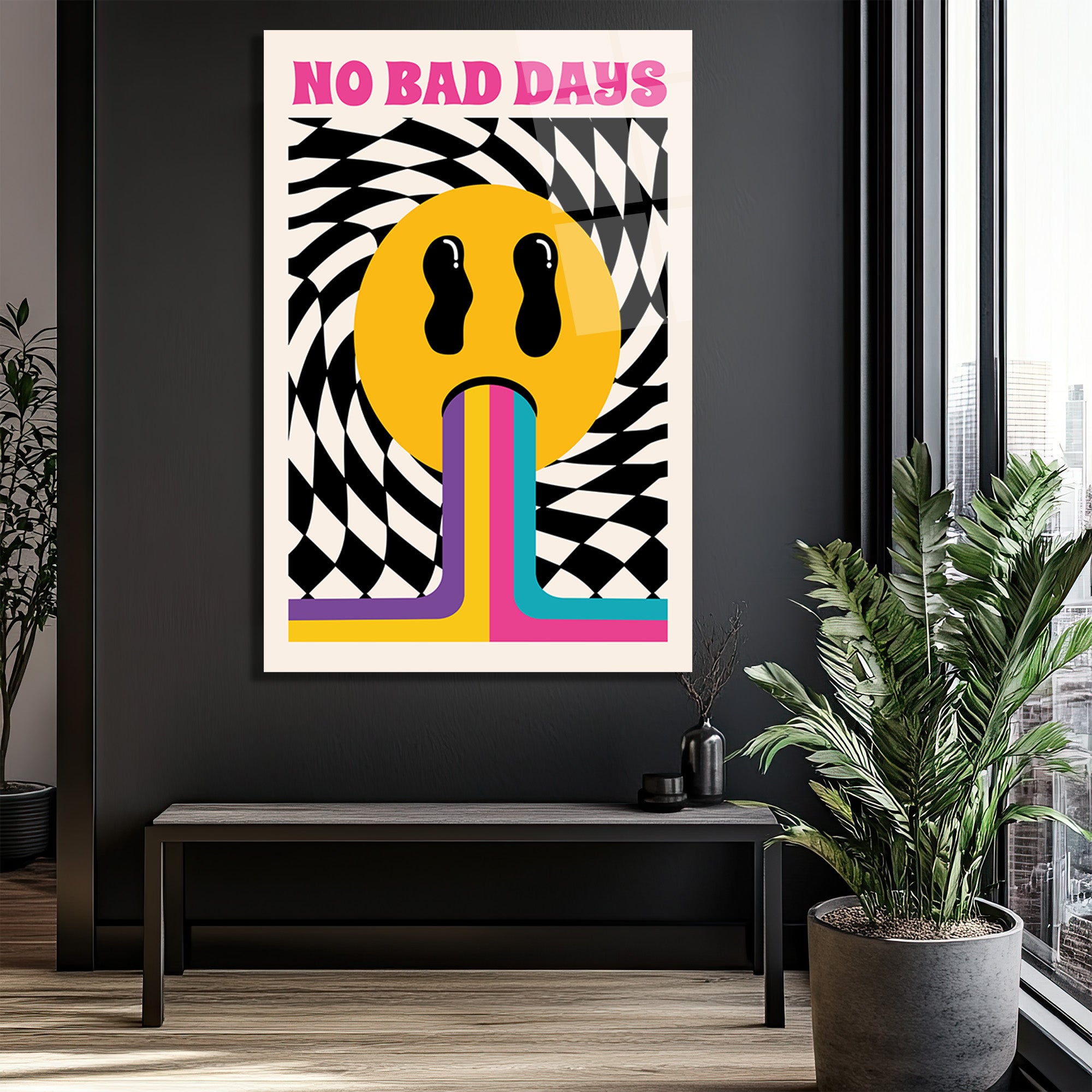 No Bad Days Retro Smiley Cam Tablo - Pozitif Enerji
