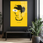 Antik İlham Sarı Minimalist Cam Tablo | Modern Sanat Duvar Dekorasyonu