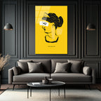 Antik İlham Sarı Minimalist Cam Tablo | Modern Sanat Duvar Dekorasyonu