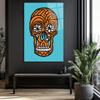 Meksika Şeker Kafatası Temalı Pop Art Cam Tablo