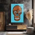 Meksika Şeker Kafatası Temalı Pop Art Cam Tablo