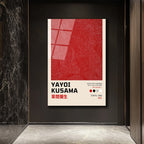 Yayoi Kusama Sonsuzluk Ağları Kırmızı Cam Tablo - Modern Sanat Duvar Dekoru