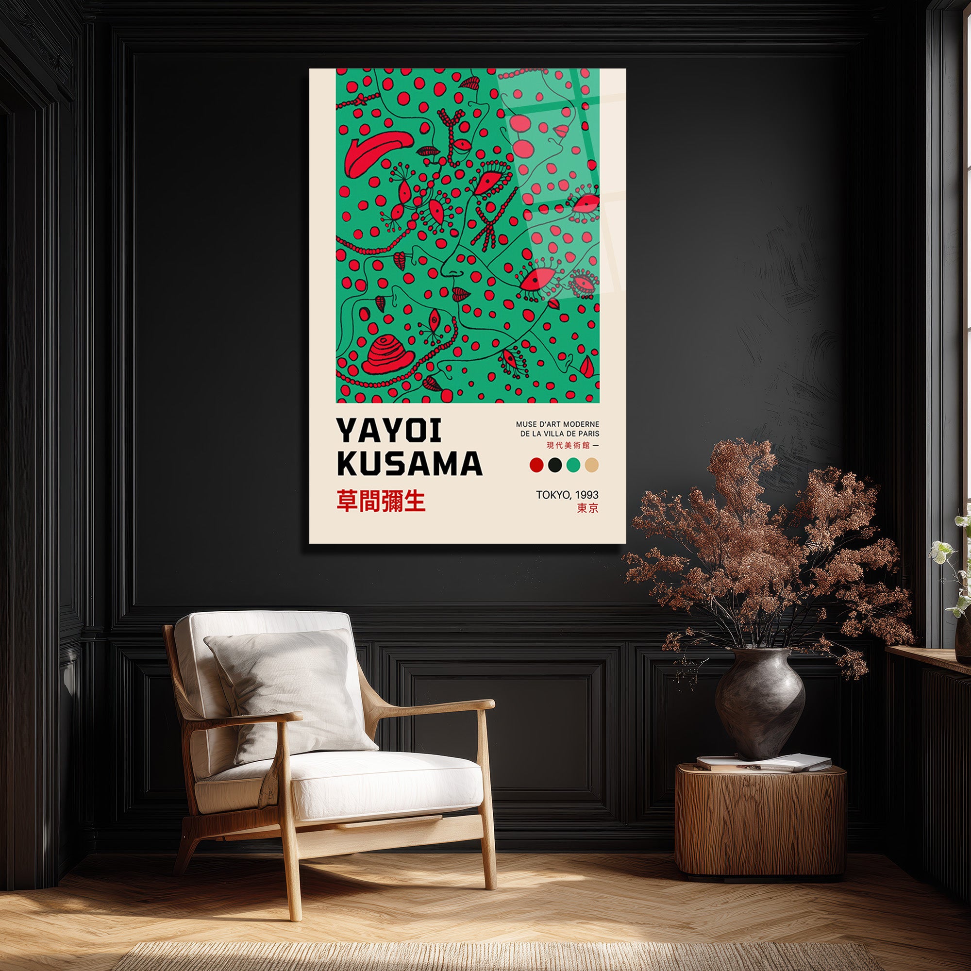 Yayoi Kusama Sonsuzluk Noktaları Cam Tablo | Modern Sanat Duvar Dekoru