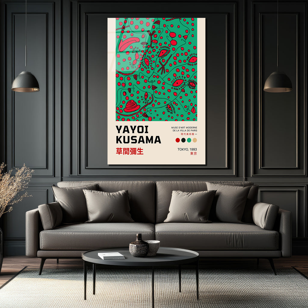 Yayoi Kusama Sonsuzluk Noktaları Cam Tablo | Modern Sanat Duvar Dekoru