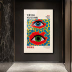 Yayoi Kusama Tarzı Gözler Cam Tablo - Canlı Renklerle Sanat Şöleni