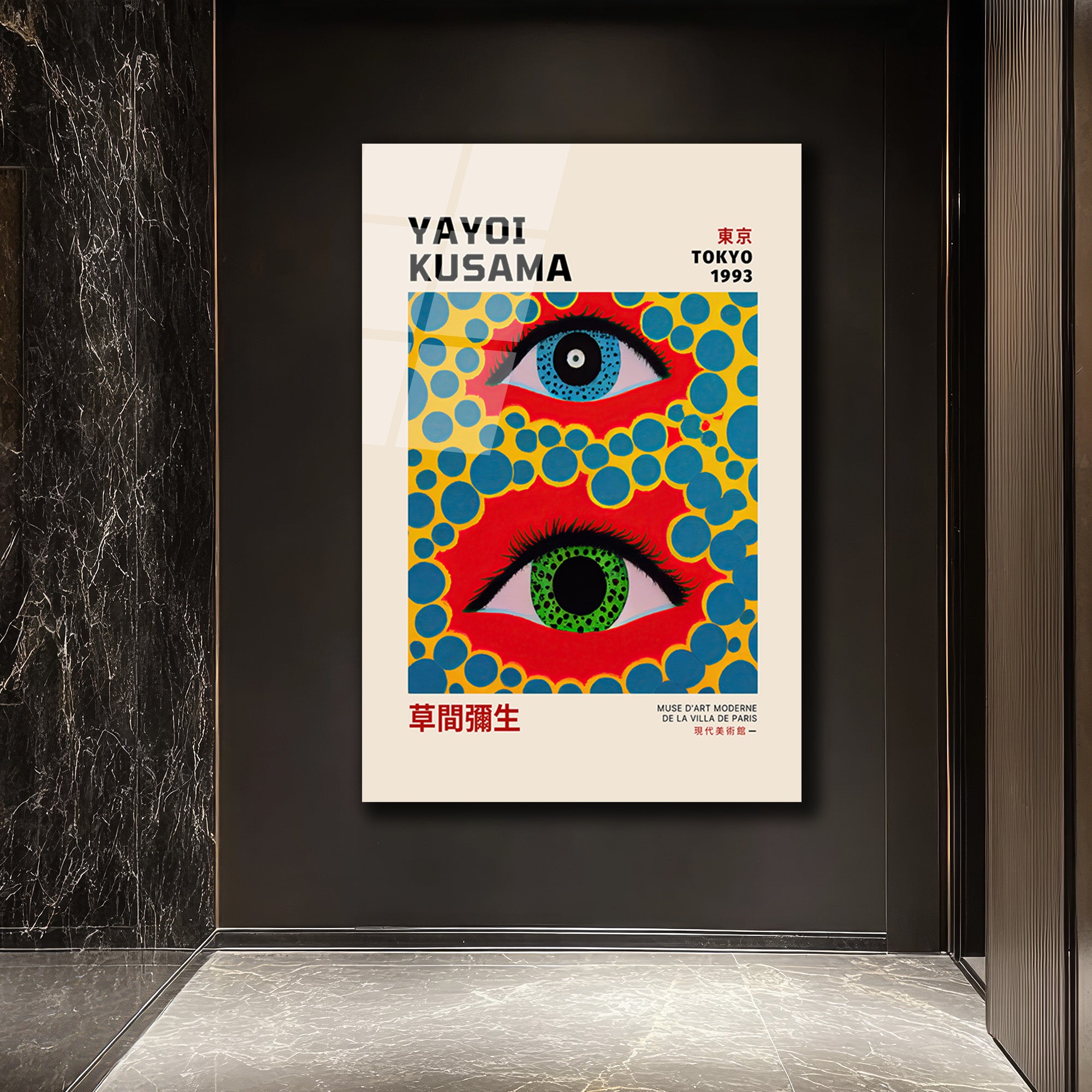 Yayoi Kusama Tarzı Gözler Cam Tablo - Canlı Renklerle Sanat Şöleni