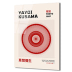 Yayoi Kusama Tokyo 1987 Kırmızı Spiral Modern Cam Tablo