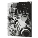 Odaklanmış Bakışlar: Siyah Beyaz Anime Sanatı Cam Tablo