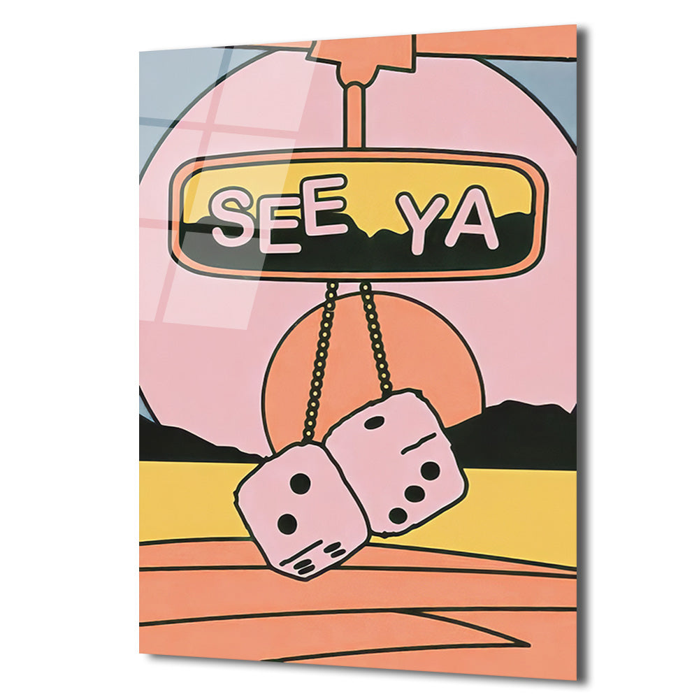 See Ya Zarları Cam Tablo - Retro Yolculuk Sanatı