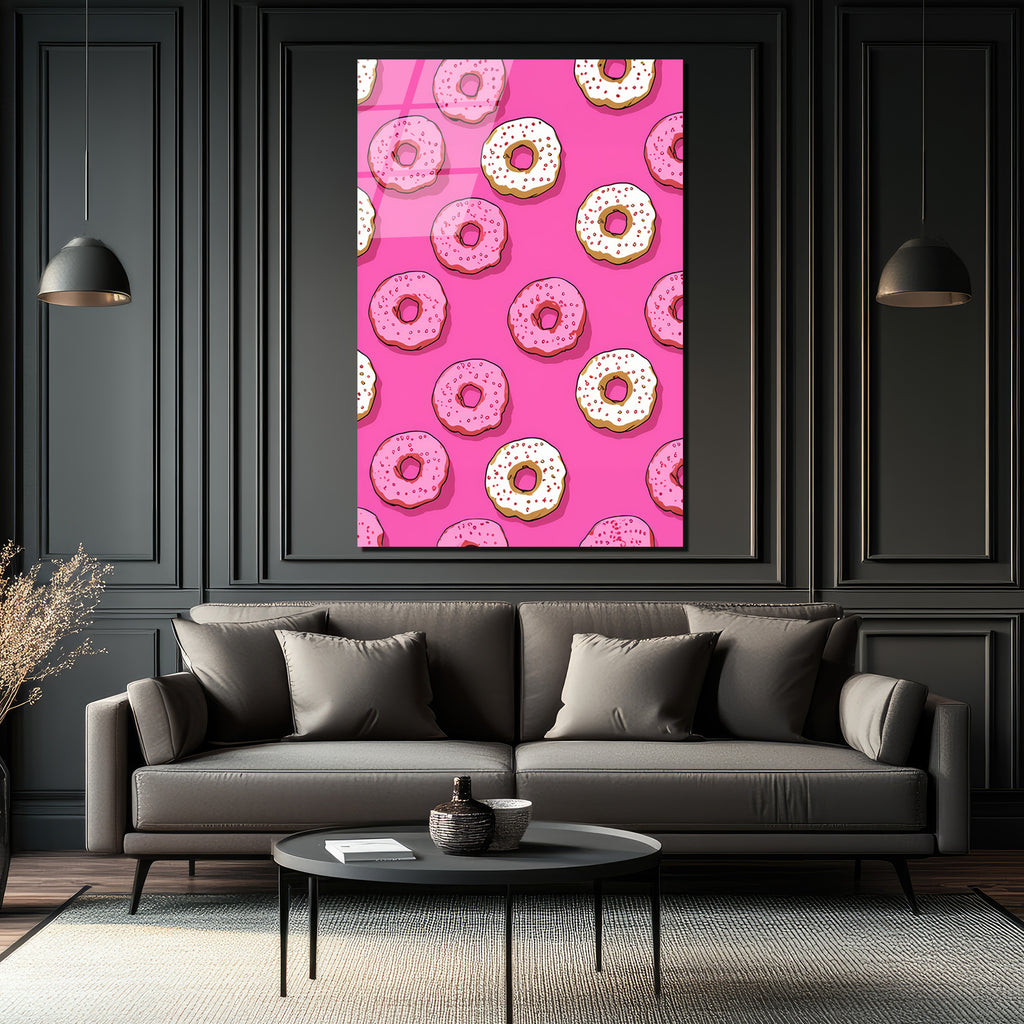 Neşeli Donutlar Cam Tablo: Tatlı Enerji Duvarınızda